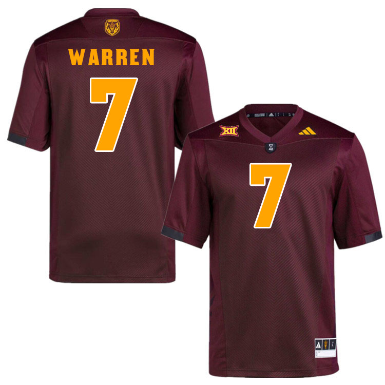 #7 Montana Warren Arizona State Sun Devils College Football Jerseys Stitched-Maroon